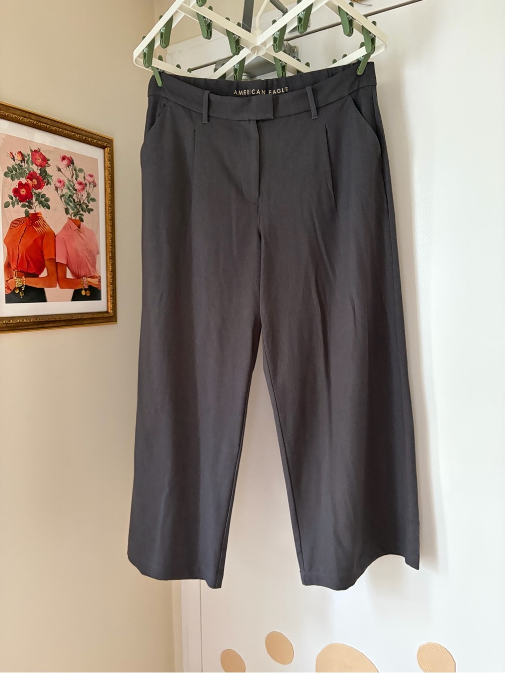 American Eagle Outfitters Women's Charcoal Wide-Leg Trousers